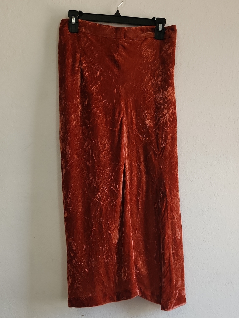 Maeve Anthropologie Crushed Velvet Midi Skirt Burnt Orange M Boho Whimsigoth